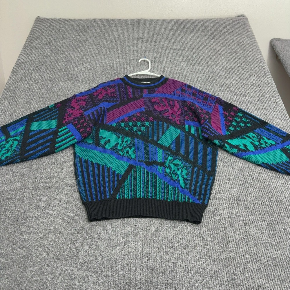 Vintage McGregor Sweater Mens L Multi Acrylic Geometric Abstract Coogi Style 90s